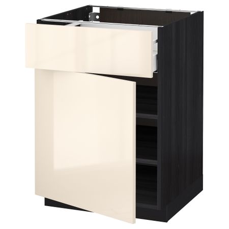 Напольный шкаф с ящиком, дверью МЕТОД / МАКСИМЕРА, черный, Рингульт кремовый