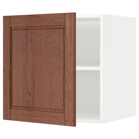 Верхний шкаф на холодильник, морозильник МЕТОД, белый, Филипстад коричневый