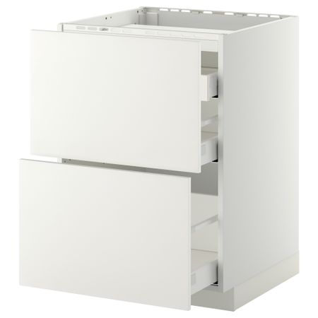 Напольный шкаф, 2 фронтальных панели, 3 ящика МЕТОД / МАКСИМЕРА, белый, Хэггеби белый