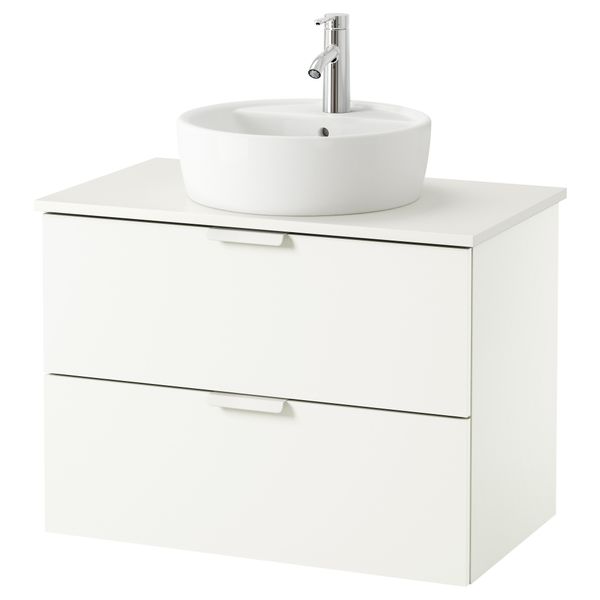 Шкаф п-раковину/столешн45/раковина ГОДМОРГОН/АЛДЕРН / ТОРНВИКЕН, белый - схема-чертеж с размерами