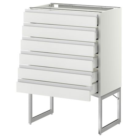Напольный шкаф 6 фронтальных панелей, 6 нижних ящиков МЕТОД / МАКСИМЕРА, белый, Нодста белый