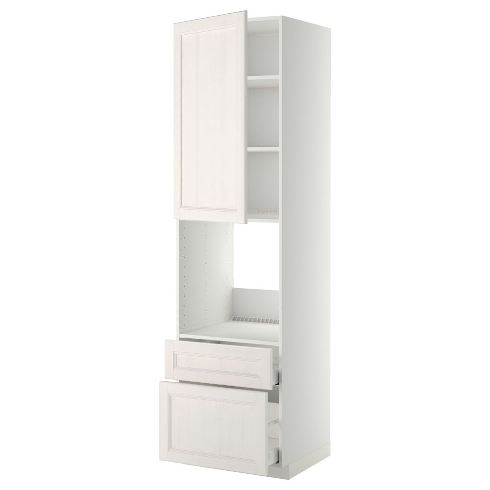 Высокий шкаф для духовки + дверь, 2 ящика МЕТОД / МАКСИМЕРА, белый, Лаксарби белый - фото 1