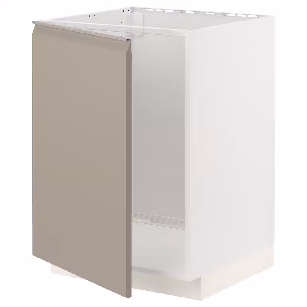 METOD Напольный шкаф для мойки - белый/Upplöv матовый темно-бежевый 60x60 см - фото 1