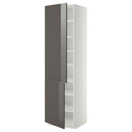 Высокий шкаф с полками, 2 дверцы МЕТОД, белый, Рингульт серый