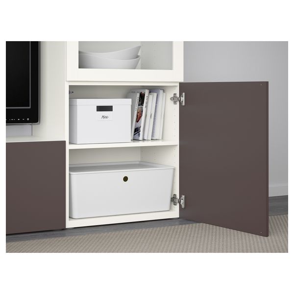 Шкаф для ТВ, комбинированный, стекляные дверцы БЕСТО, белый, Вальвикен темно-коричневый, прозрачное стекло (240x40x128 см) - фото 3