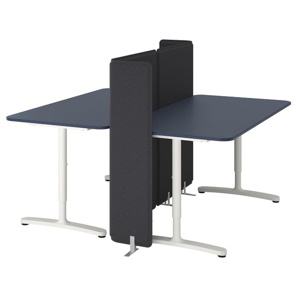 Стол с экраном, линолеум синий, белый 160x160 120 см IKEA БЕКАНТ 092.880.40 - фото 1