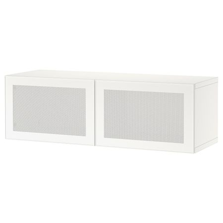 Стеллаж с дверьми, белый/мортвикен белый 120x42x38 см IKEA BESTÅ БЕСТО 994.419.57