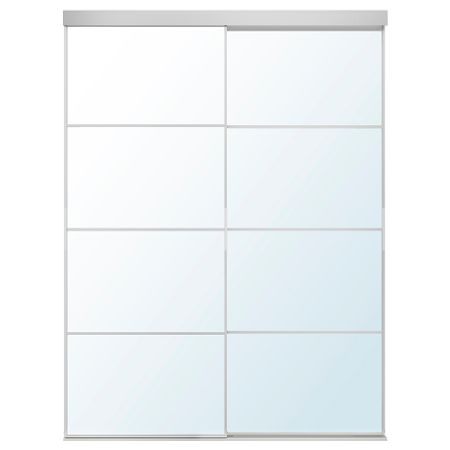 Дверь раздвижная, комбинация, 152x205 см, алюминий, зеркальное стекло IKEA AULI АУЛИ, SKYTTA 594.995.73