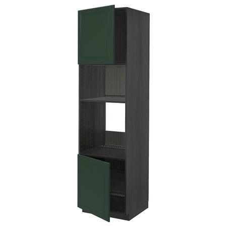Высокий шкаф для духовки/СВЧ, 2 дверцы/полки, черный/Будбин темно-зеленый 60x60x220 см IKEA МЕТОД 793.133.81