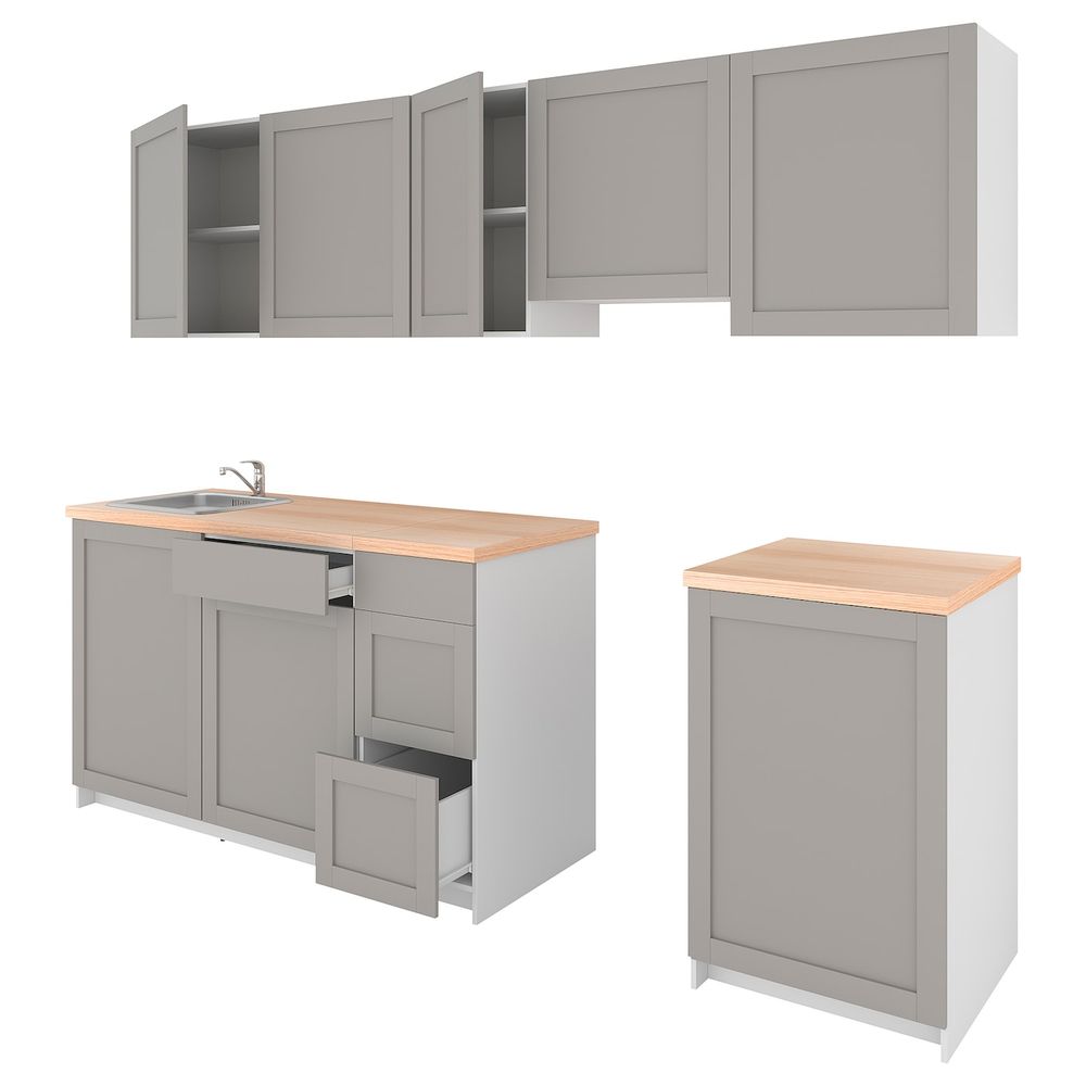 Кухня, серый 280x61x220 см IKEA KNOXHULT КНОКСХУЛЬТ 394.006.67 - фото 1