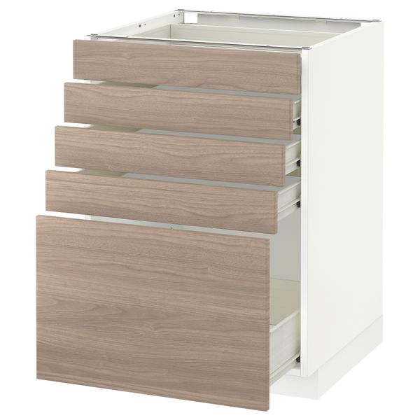 Напольный шкаф с 5 ящиками МЕТОД / ФОРВАРА, белый, Брокхульт светло-серый - схема-чертеж с размерами