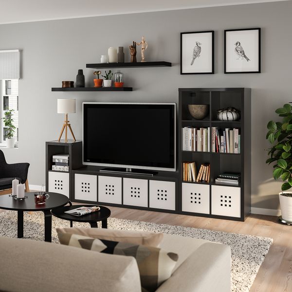 Комбнц для хранения с 2 полками, черно-коричневый, 266x39x147 см IKEA LACK ЛАКК, KALLAX КАЛЛАКС 993.987.27 - фото 3