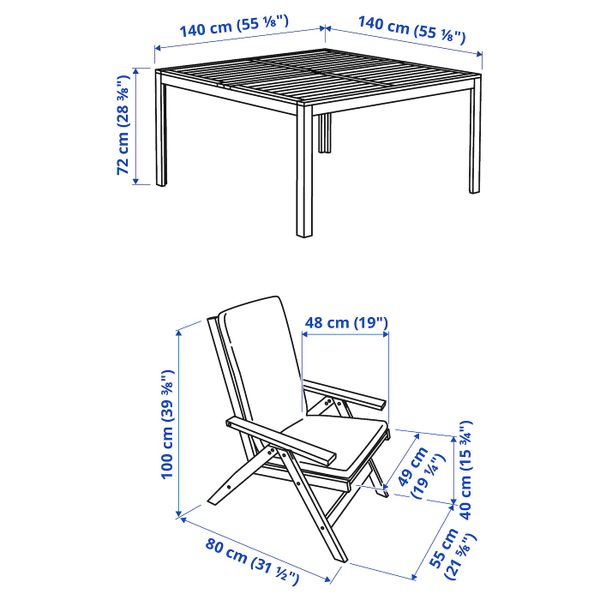 Стол+8кресел, коричневая морилка/ФРЁСЁН/ДУВХОЛЬМЕН бежевый IKEA ÄPPLARÖ ЭПЛАРО 392.897.88 - схема-чертеж с размерами