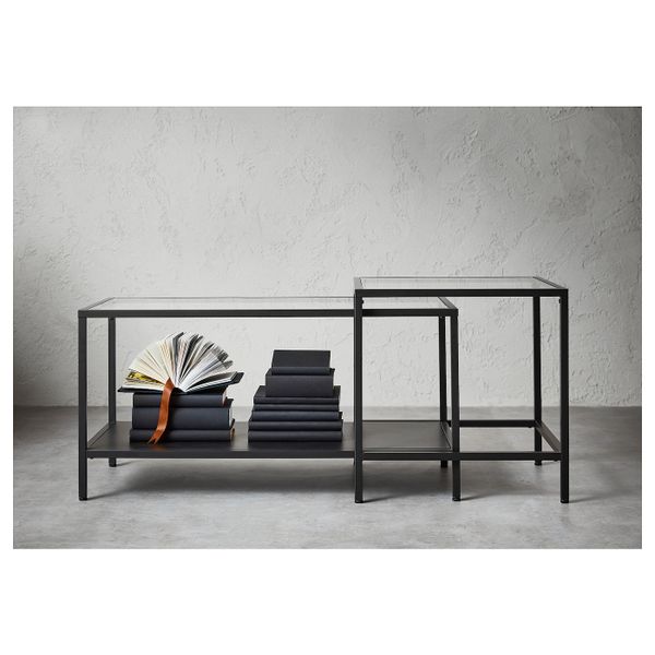 Комплект столов, 2 шт, черно-коричневый/стекло 90x50 см IKEA VITTSJÖ ВИТШЁ 803.833.06 - фото 4