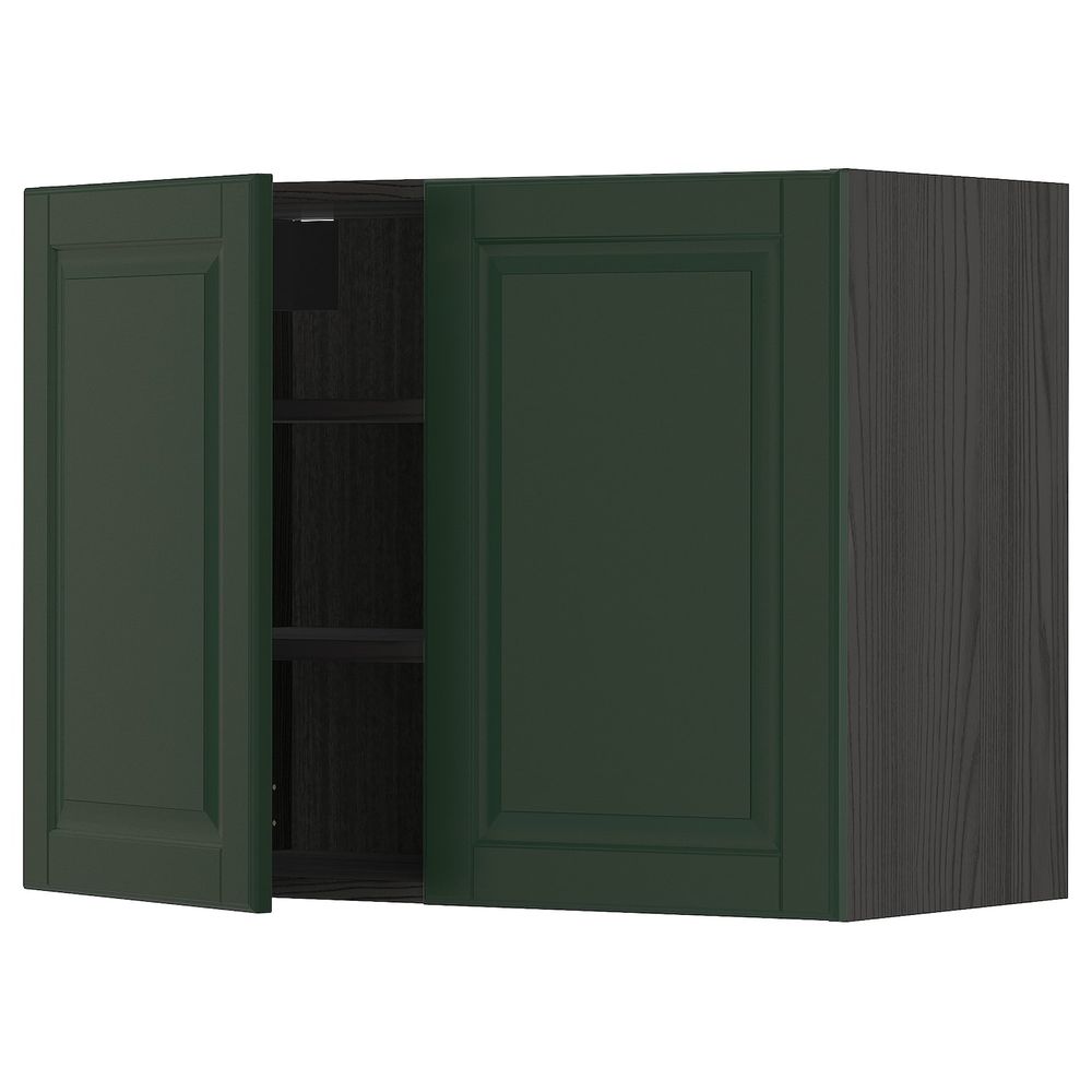 Навесной шкаф с полками/2дверцы, черный/Будбин темно-зеленый 80x60 см IKEA МЕТОД 893.132.05 - схема-чертеж с размерами