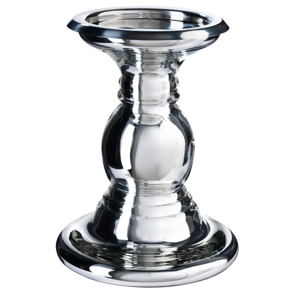 Подсвечник для формовой свечи ШИММЕР, стекло, серебристый (17 см) - фото 1