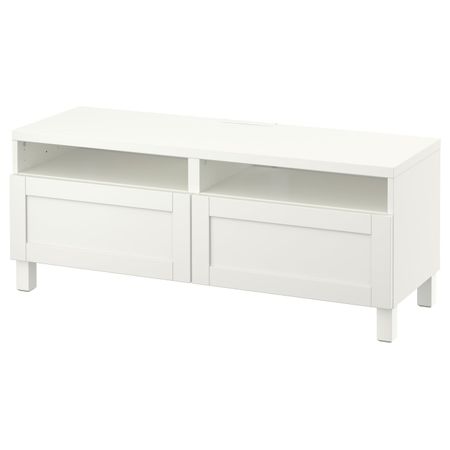 Тумба под ТВ, с ящиками, белый/ХАНВИКЕН/СТУББАРП белый 120x42x48 см IKEA BESTÅ БЕСТО 293.991.79