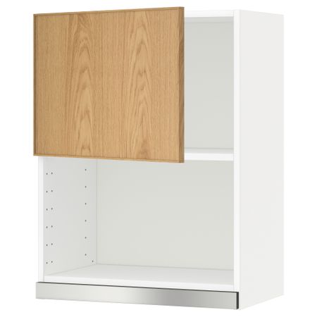 Навесной шкаф для СВЧ-печи МЕТОД, белый, Экестад дуб