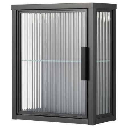 MOSSJÖN Навесной шкаф со стеклянной дверью - антрацит 36x18x44 см