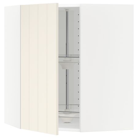 Угловой навесной шкаф с вращающейся секцией МЕТОД, белый, Хитарп белый с оттенком