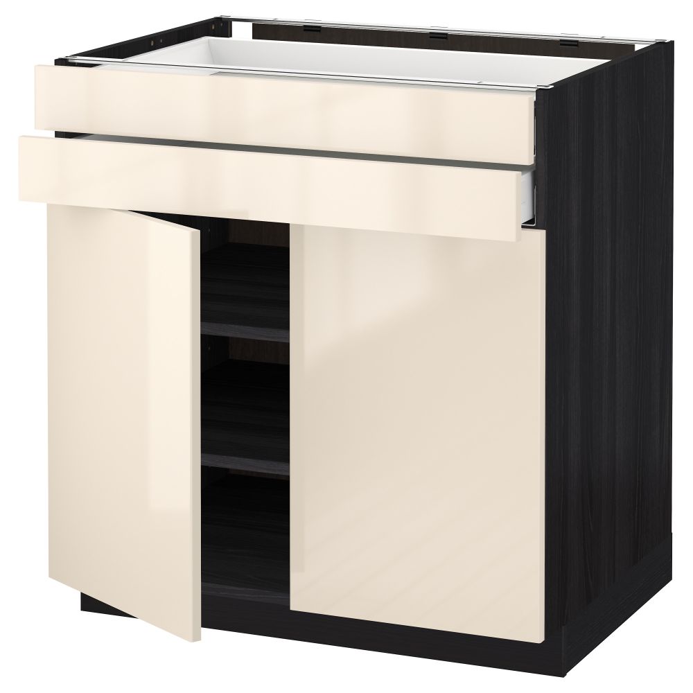 Напольный шкаф, 2 дверцы, 2 ящика МЕТОД / МАКСИМЕРА, черный, Рингульт кремовый - схема-чертеж с размерами