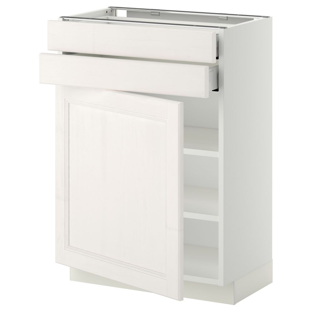 Напольный шкаф с дверцей, 2 ящиками МЕТОД / МАКСИМЕРА, белый, Лаксарби белый - схема-чертеж с размерами