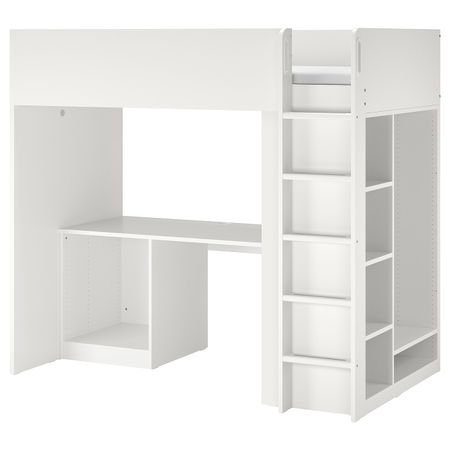 Каркас кровати-чердака + стол, модуль для/хр, белый 90x200 см IKEA SMÅSTAD СМОСТАД 904.540.39