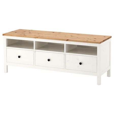 HEMNES Тумба под ТВ - белая морилка/светло-коричневый 148x47x57 см