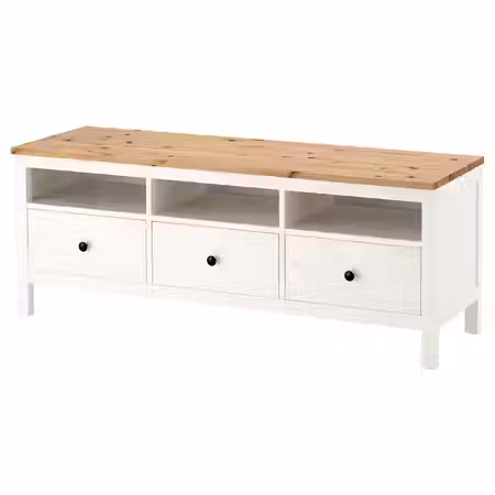 HEMNES Тумба под ТВ - белая морилка/светло-коричневый 148x47x57 см