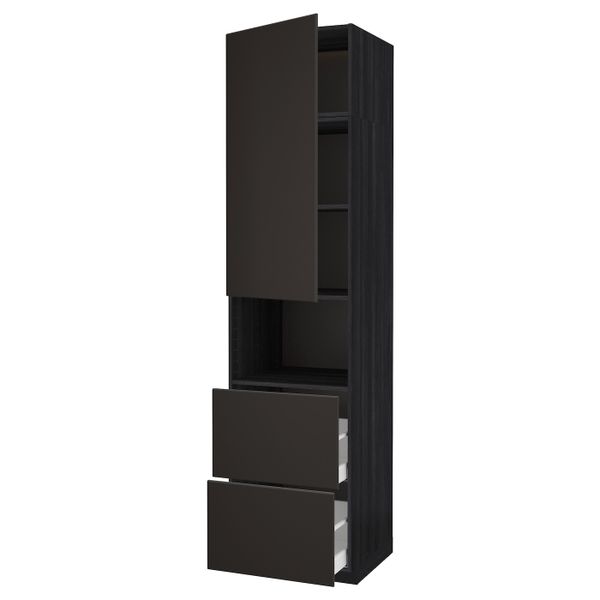 Высокий шкаф для СВЧ/дверца/2ящика, черный/Кунгсбакка антрацит 60x60x240 см IKEA МЕТОД / МАКСИМЕРА 592.206.94 - схема-чертеж с размерами