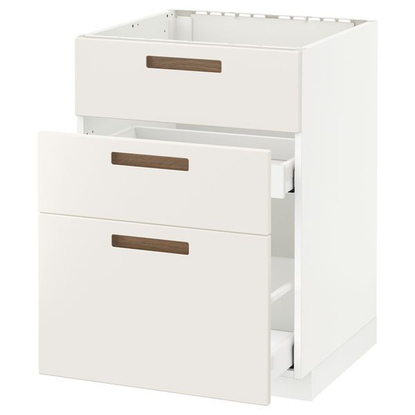 Напольный шкаф под мойку + 3 фронтальных панели, 2 ящика МЕТОД / МАКСИМЕРА, белый, Мэрста белый - схема-чертеж с размерами