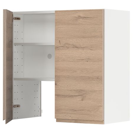 Навесной шкаф для вытяжки, полка, дверь, 80x80 см, белый, Voxtorp под дуб IKEA METOD МЕТОД 295.043.64