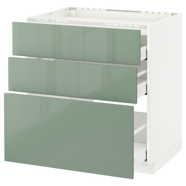 Напольный шкаф, 3 фронтальных панели/3ящика, белый, Калларп светло-зеленый, 80x60 см IKEA МЕТОД / МАКСИМЕРА 592.459.20 - схема-чертеж с размерами
