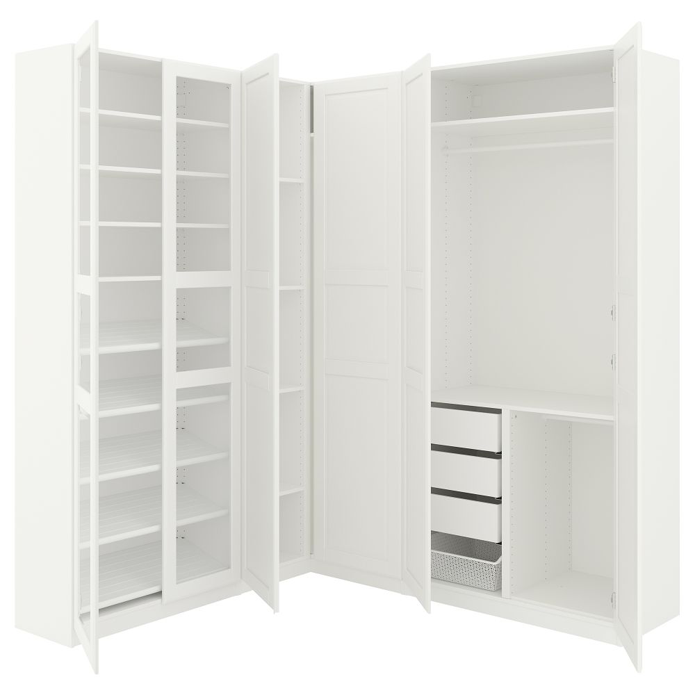 Гардероб угловой, белый Tyssedal, Tyssedal стекло, 210, 188x236 см IKEA PAX ПАКС 392.179.80 - фото 1