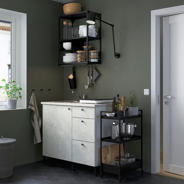 Кухня, 103x63.5x222 см, антрацит, под бетон IKEA BEGIVENHET БЕГИВЕНХЕТ 293.367.33 - фото 3