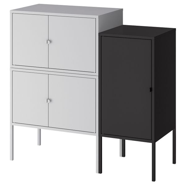Комбинация шкафов, серый/антрацит 95x35x92 см IKEA LIXHULT ЛИКСГУЛЬТ 693.883.67 - фото 1