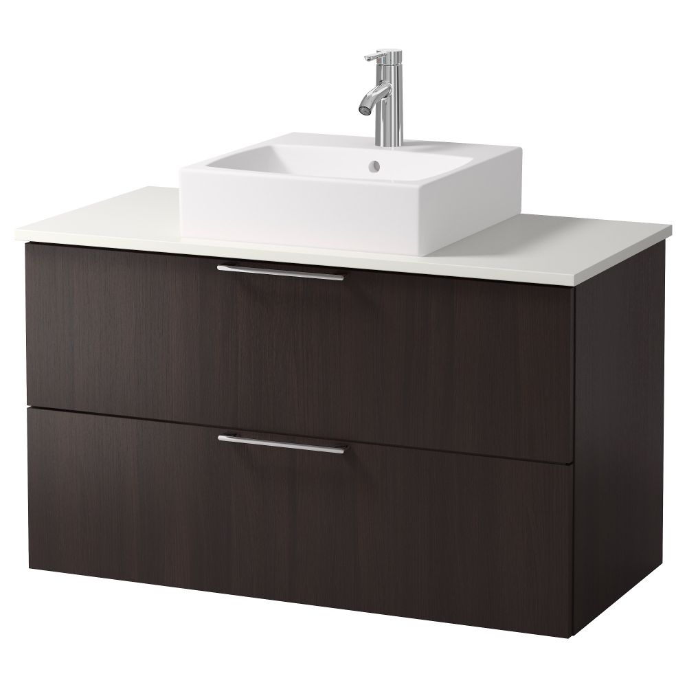 Шк п-раковину/столешн45x45/раковина  , черно-коричневый, белый (102x49x72 см) - схема-чертеж с размерами