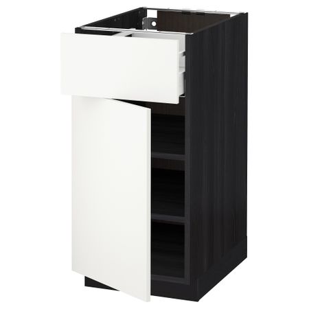 Напольный шкаф с ящиком, дверью МЕТОД / МАКСИМЕРА, черный, Хэггеби белый
