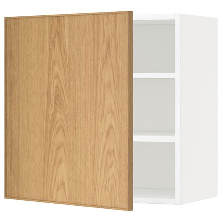 Шкаф навесной с полкой, белый/Экестад дуб 60x60 см IKEA METOD МЕТОД 692.258.65