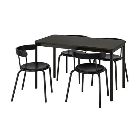 Стол и 4 стула, антрацит/антрацит 130x70 см IKEA TOMMARYD ТОММАРЮД / YNGVAR ИНГВАР 393.901.21