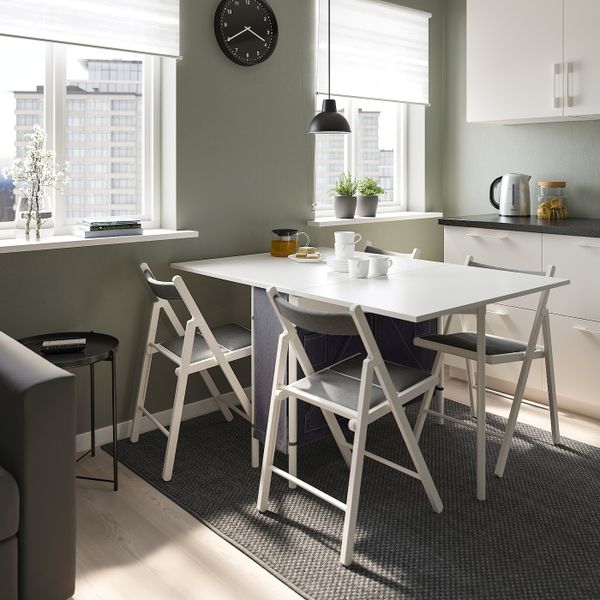 Стол и 4 стула, белый, светло-серый/Книса белый, светло-серый 89x98 см IKEA KALLHÄLL КАЛЛХЭЛЛ / TERJE ТЕРЬЕ 794.281.79 - фото 2