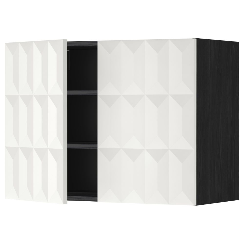 Навесной шкаф с полками, 2 дверцы МЕТОД, черный, Гэррестад белый - схема-чертеж с размерами