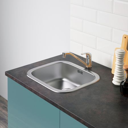 Напольный шкаф с дверцами и ящиком, глянцевый/синяя бирюза 120 см IKEA KNOXHULT КНОКСХУЛЬТ 904.879.78