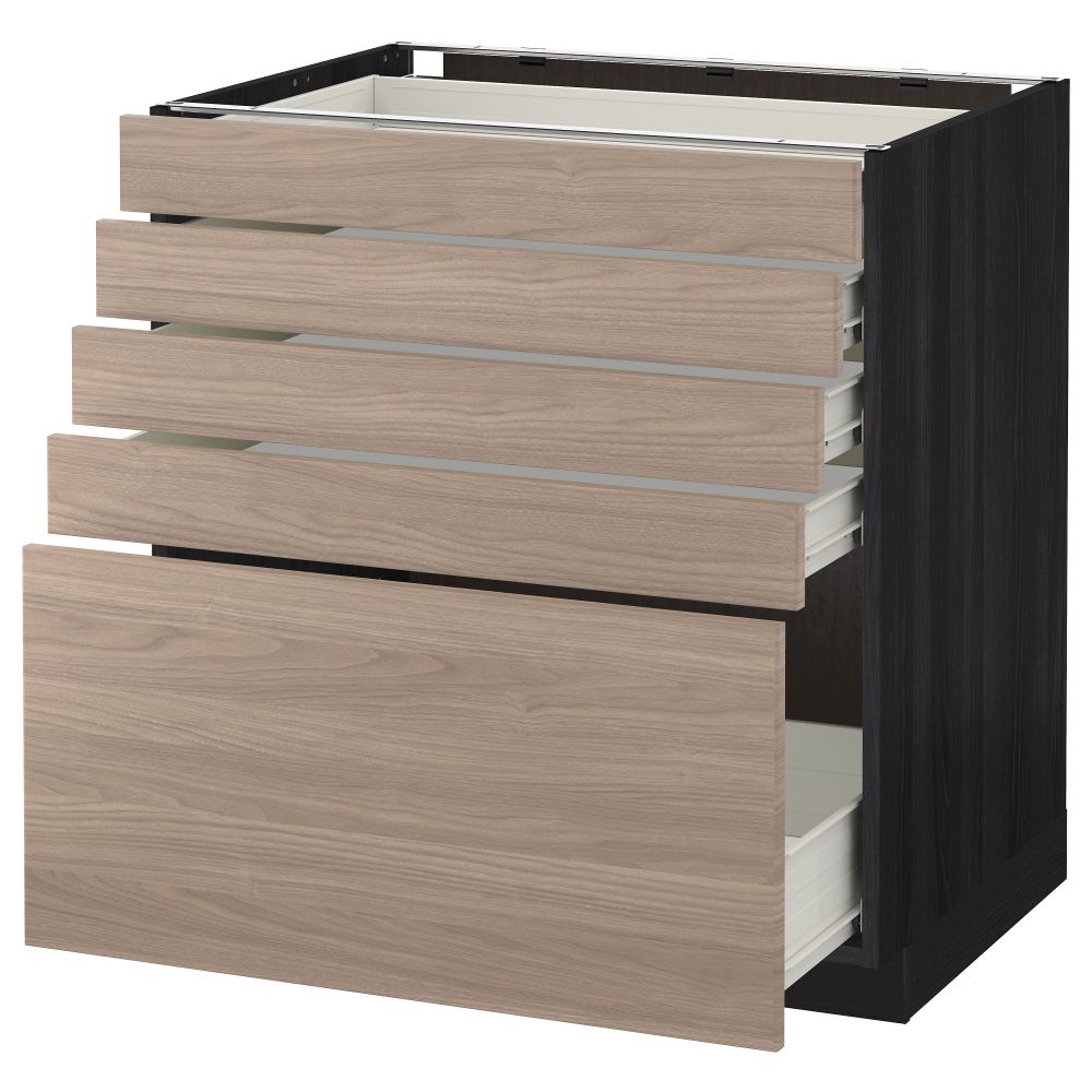 Напольный шкаф с 5 ящиками МЕТОД / ФОРВАРА, черный, Брокхульт светло-серый - схема-чертеж с размерами