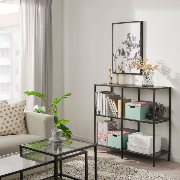 Коробка с крышкой, цветок/светло-зеленый 25x35x20 см IKEA TJENA ТЬЕНА 504.770.33 - фото 2