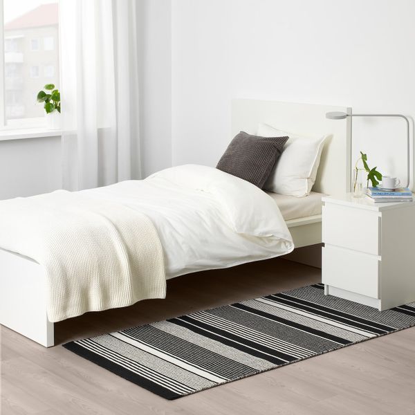 Ковер безворсовый, черный/белый, полоска 80x200 см IKEA ВЕСЛЁС 004.187.05 - фото 3