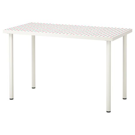 Стол ЛИННМОН / АДИЛЬС, с рисунком, белый (120x60 см)