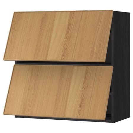 Навесной шкаф, 2 дверцы, горизонтальный МЕТОД, черный, Экестад дуб