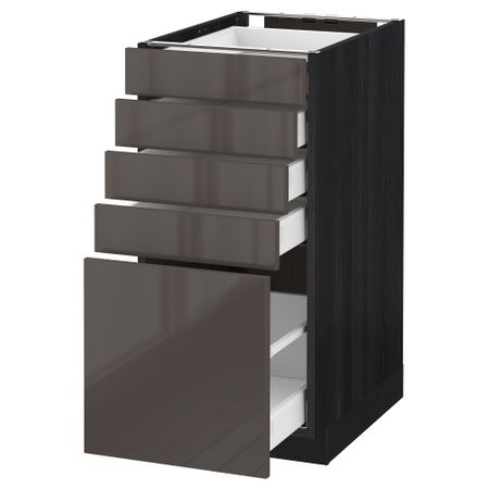 Напольный шкаф с 5 ящиками МЕТОД / МАКСИМЕРА, черный, Рингульт серый