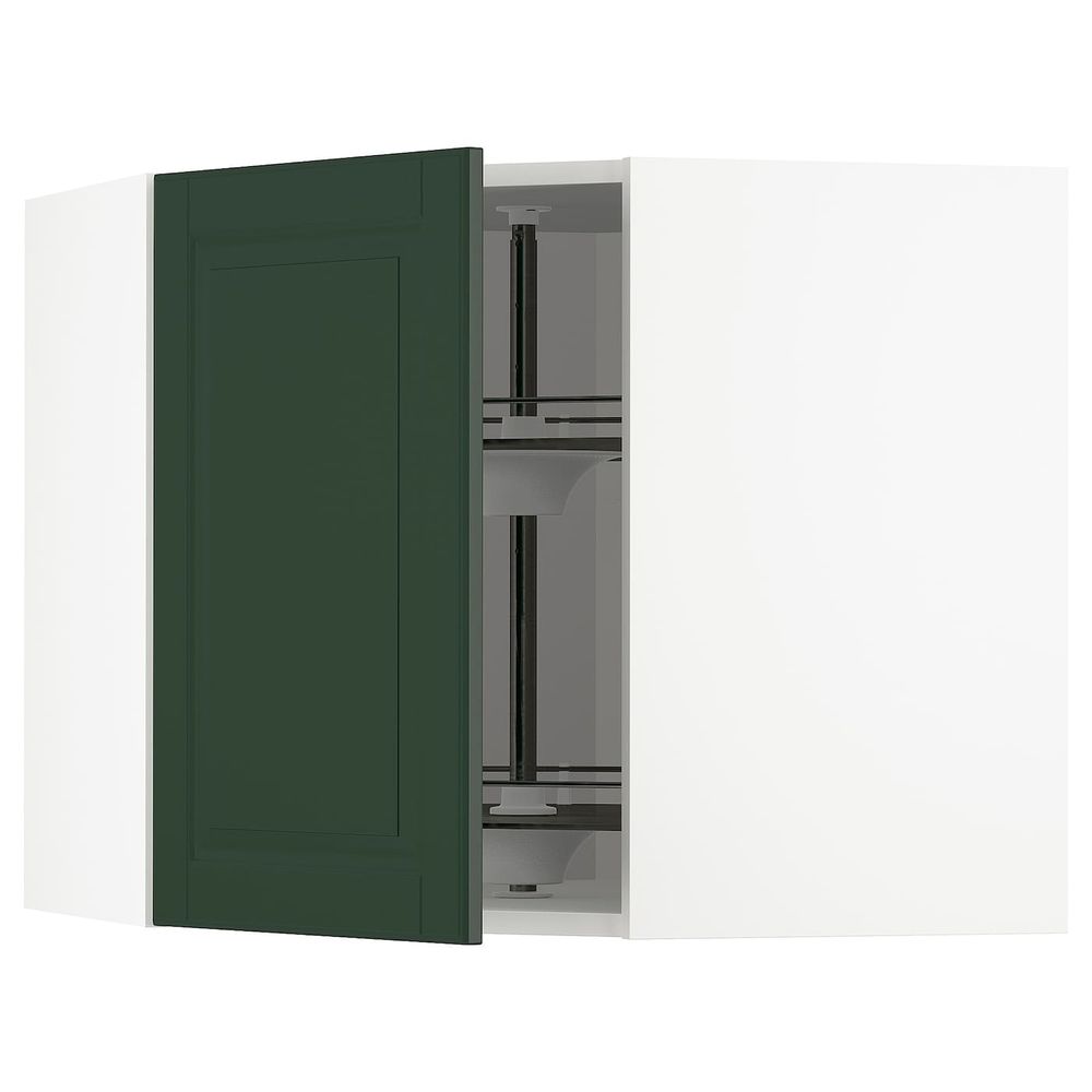 Угловой навесного шкаф с вращающейся секц, белый/Будбин темно-зеленый 68x60 см IKEA METOD МЕТОД 493.123.59 - фото 1